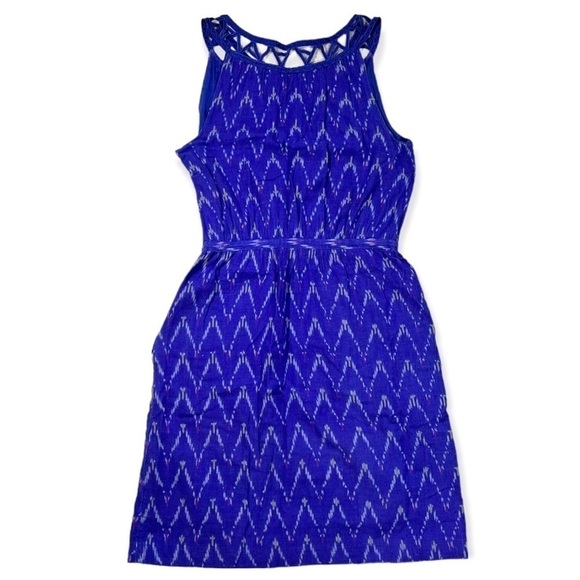 GAP Blue Print Fit and Flare Cutout Neckline Dress sz S - Picture 8 of 13